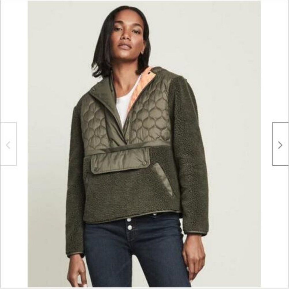 NWT Veronica Beard Leo Sherpa Fleece Quilted Pullover Jacket XL